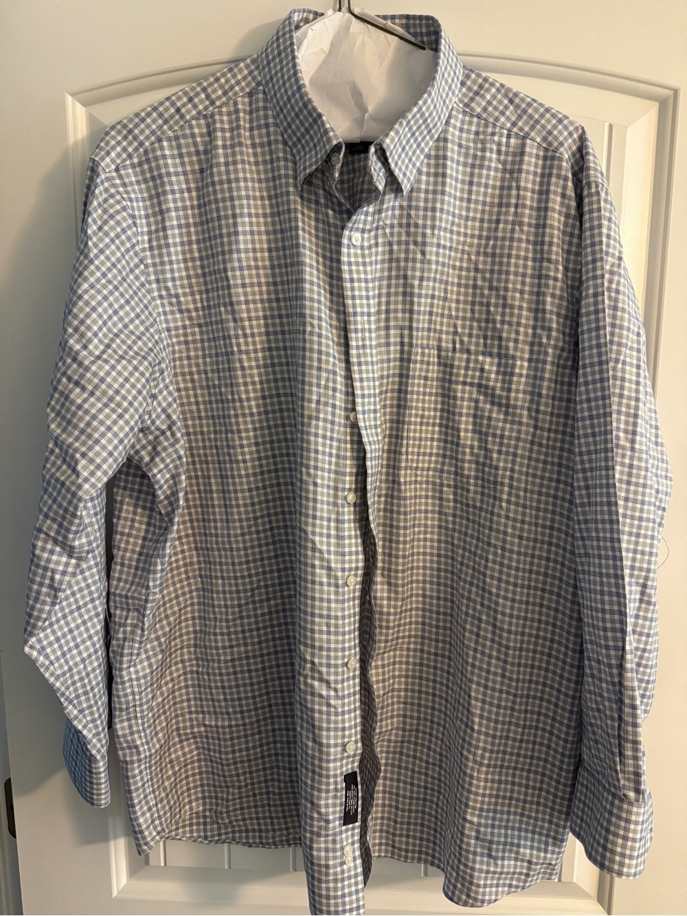 Hart Schaffner Marx Light Blue and White Check Button-Down Shirt